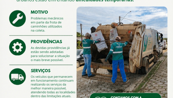 COMUNICADO SEMMAS - COLETA DE RESÍDUOS SÓLIDOS URBANOS